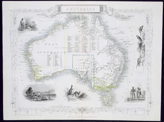 Australia, da una serie di mappe del mondo pubblicate da John Tallis und Co., Londra e New York, 1850s